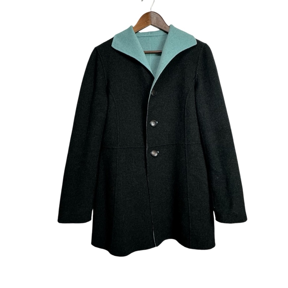Sigrid Olsen reversible gray blue wool angora jacket coat - Picture 2 of 10